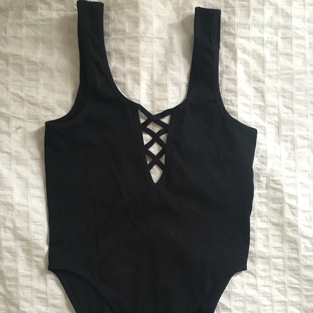 Black Lace Up Bodysuit